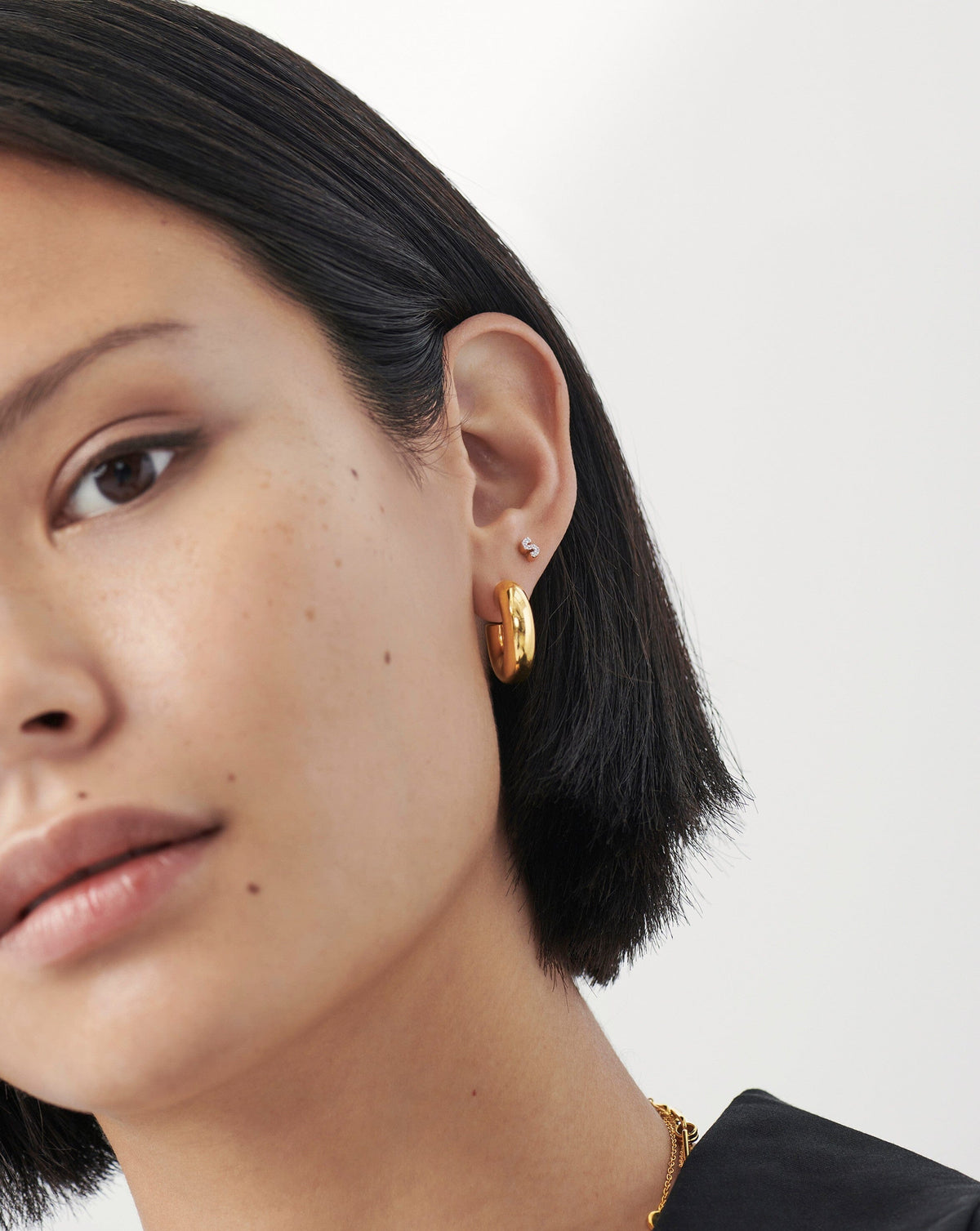 Avaline Pave Initial Single Stud Earring - Initial S