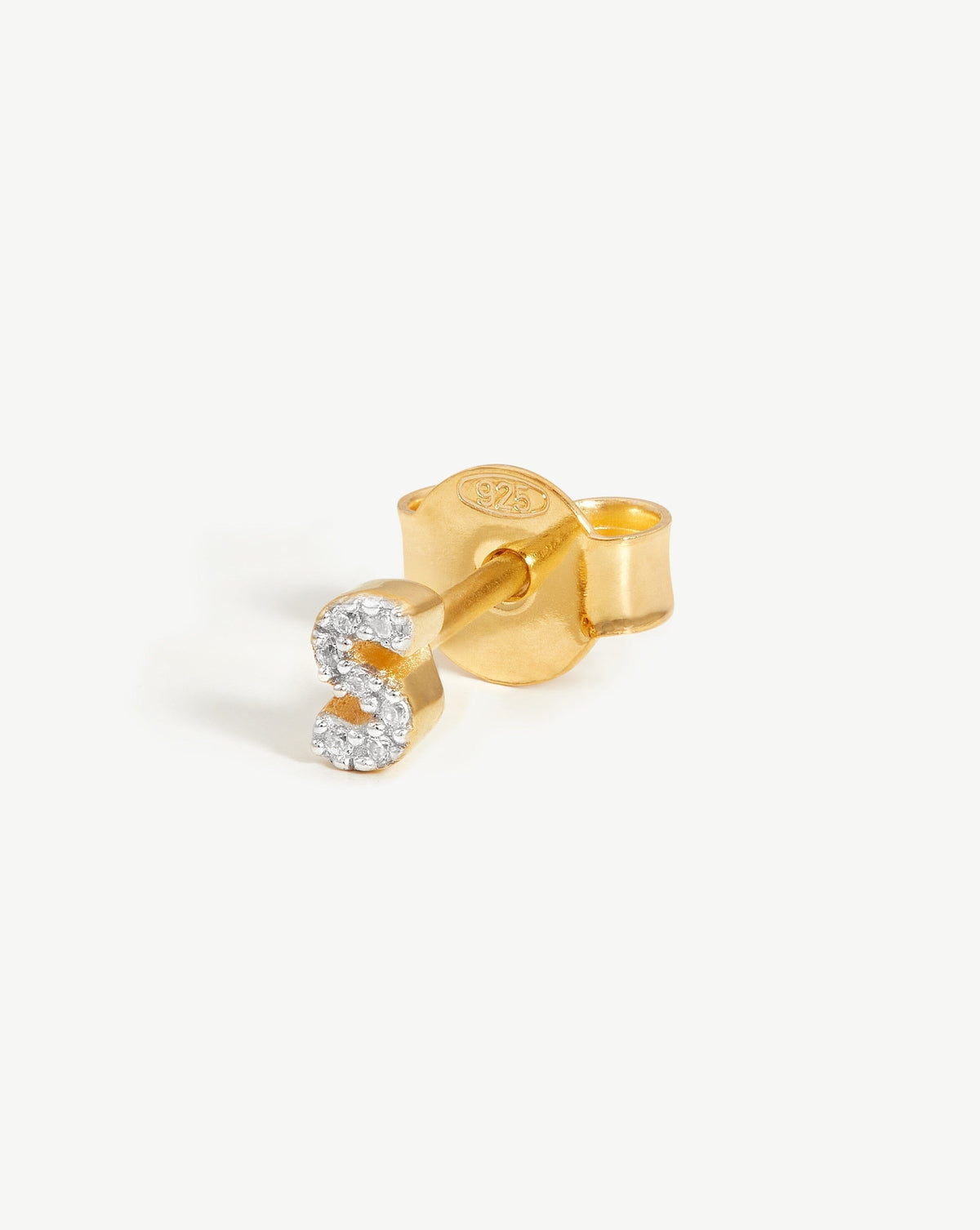 Avaline Pave Initial Single Stud Earring - Initial S