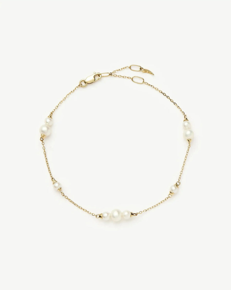 Avaline Solid Gold Pearl Chain Bracelet