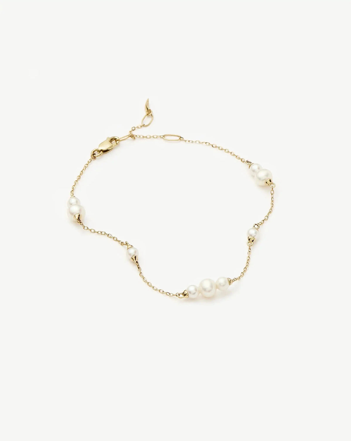 Avaline Solid Gold Pearl Chain Bracelet